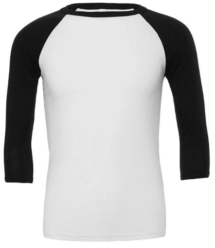 Unisex 3/4 Sleeve Baseball Tee