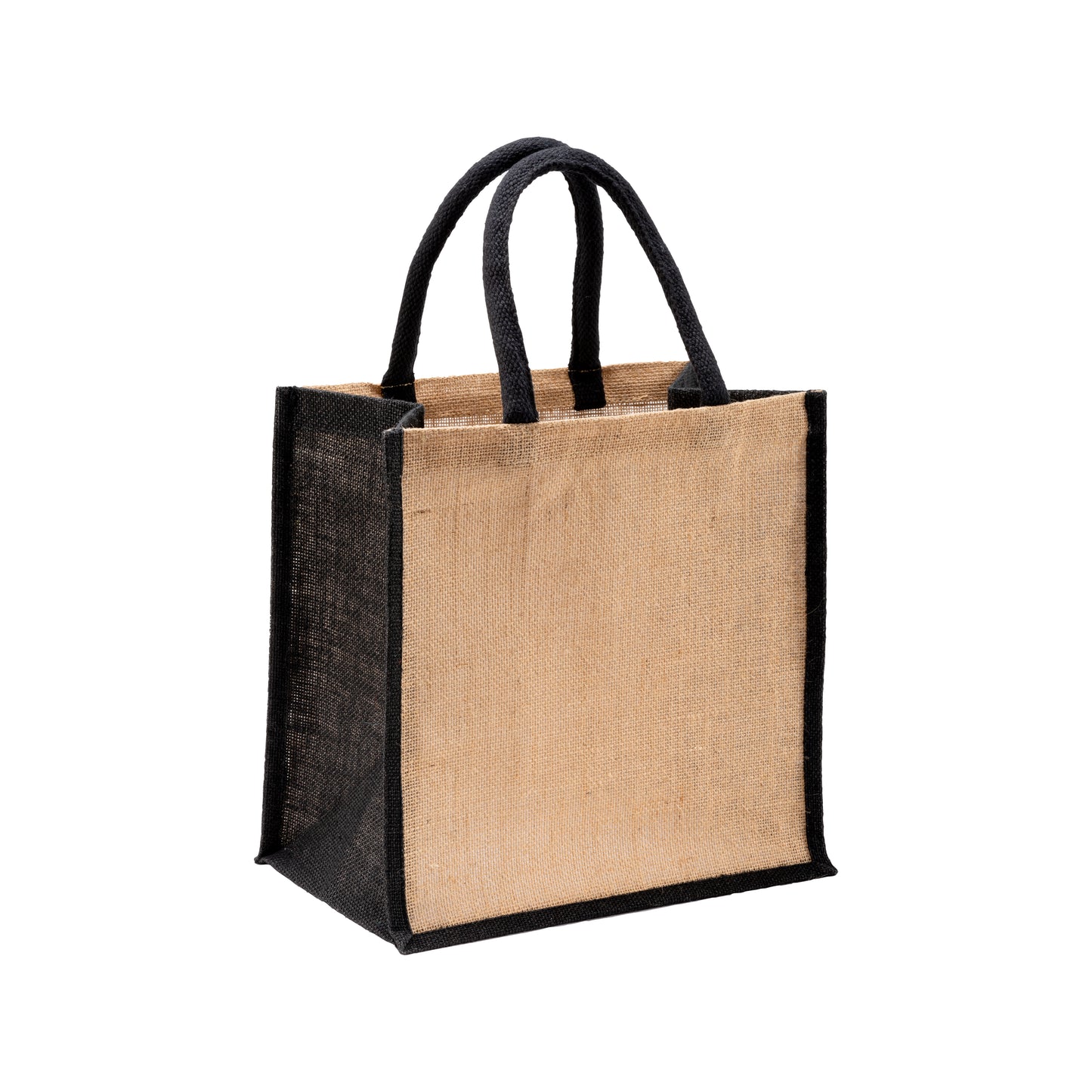 Mini borsa in juta con manici e inserti colorati