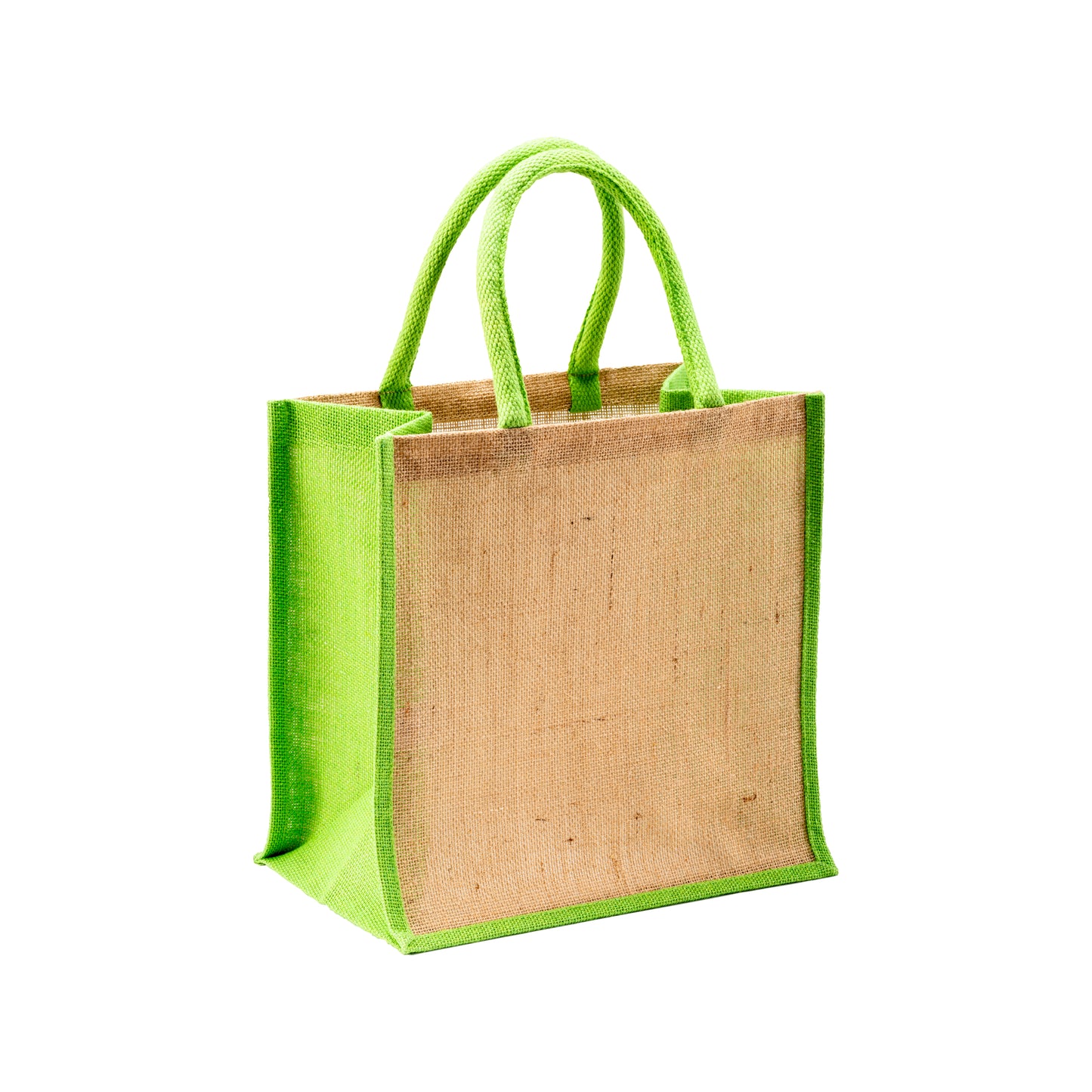 Mini borsa in juta con manici e inserti colorati