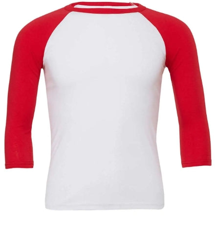 Unisex 3/4 Sleeve Baseball Tee