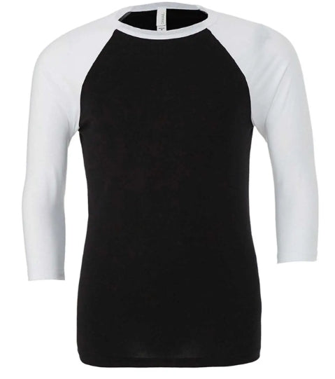 Unisex 3/4 Sleeve Baseball Tee