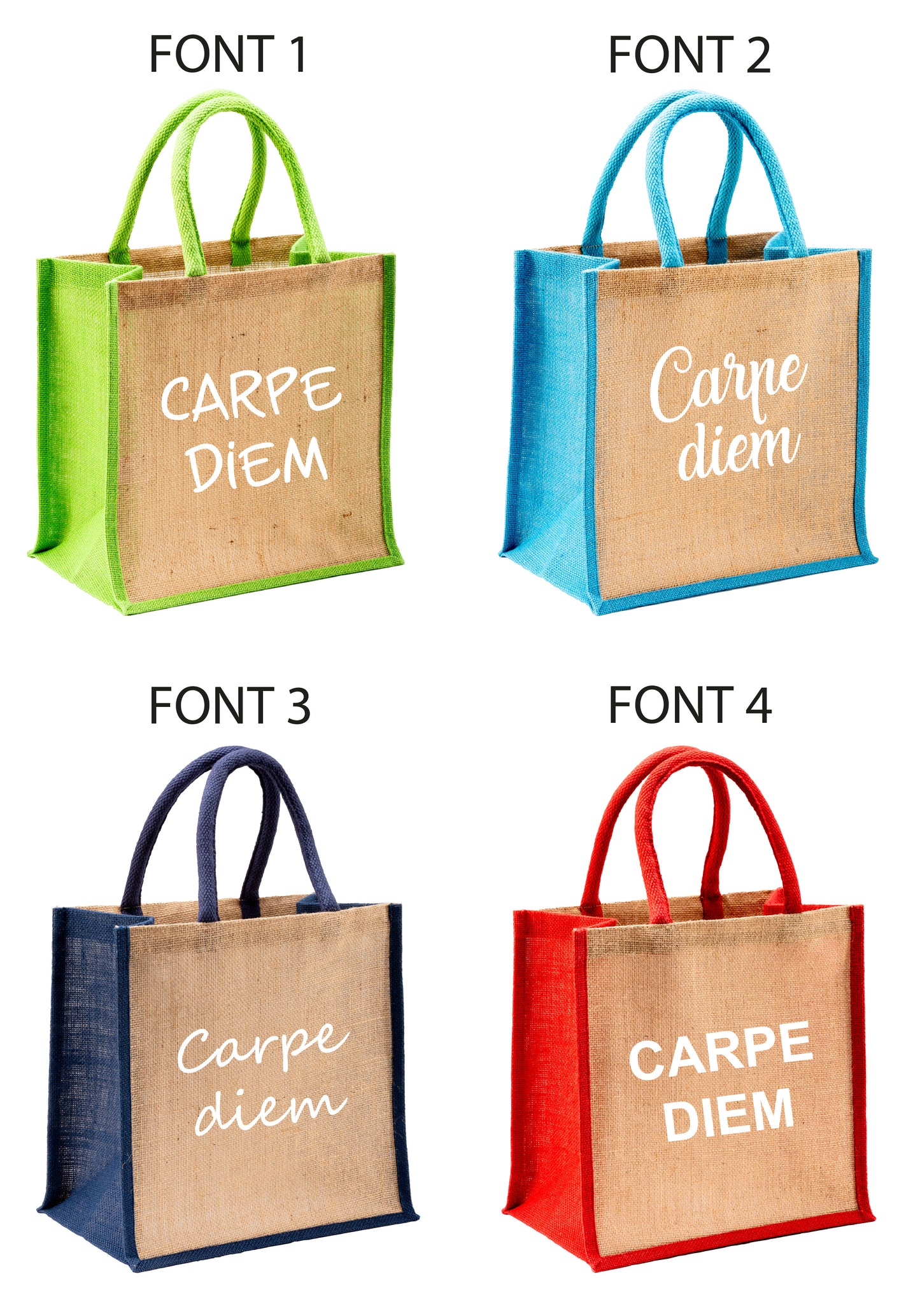 Mini borsa in juta con manici e inserti colorati