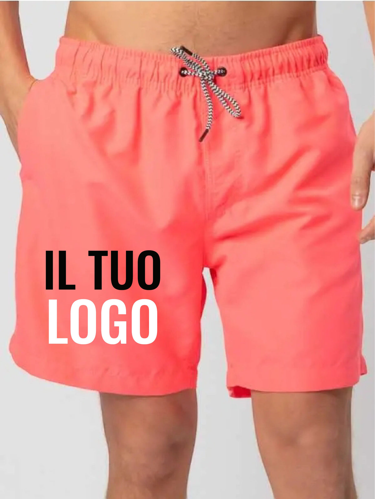 Costume da bagno uomo Truck Graphic Milano color corallo in poliestere riciclato con cordoncino a contrasto